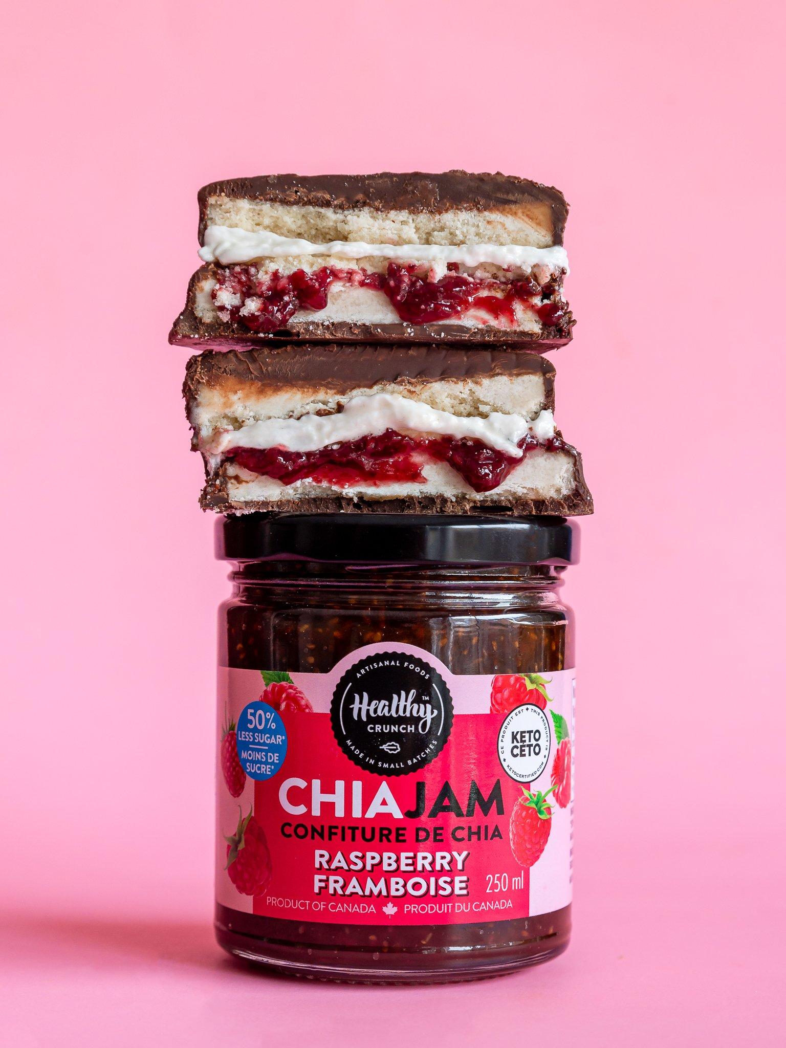 Chocolate Raspberry Chia Jam Sandwich (Gluten-free, Vegan, Allergen-friendly)