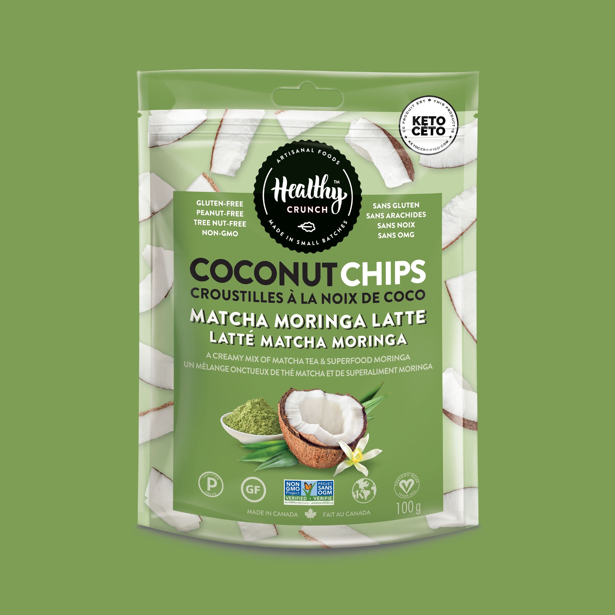 Matcha Moringa Latte Coconut Chips